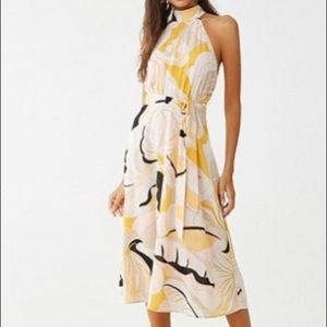 Abstract Collared  Blush Mid Maxi Dress
